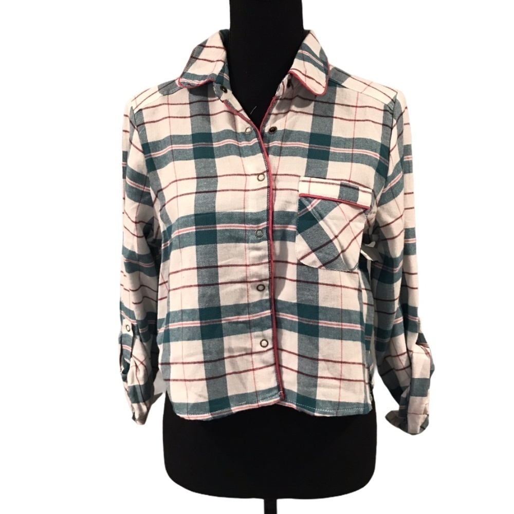 Make + Model Crop Flannel Pajama top